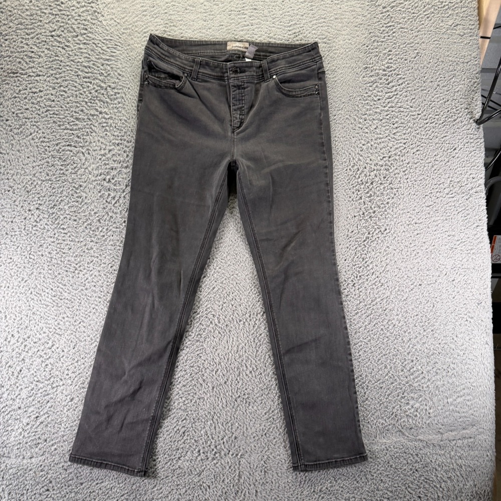 Chico's So Slimming Jeans Women's 2 Black Cotton Denim Straight Leg Stretch